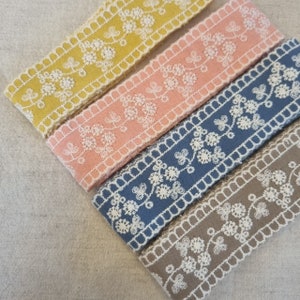 Premium Quality 1 yard Broderie Anglaise Cotton Vintage Wedding Ribbon Eyelet Lace trim 1.3&quot;(3.3cm) YH Dandelion Puffs made in Korea