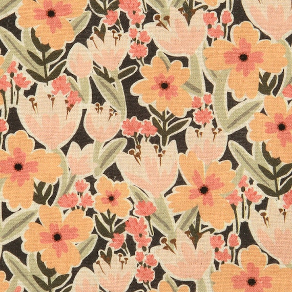 Linen Cotton Fabric by the Yard Flower Fabric 57 Wide SY Etsy