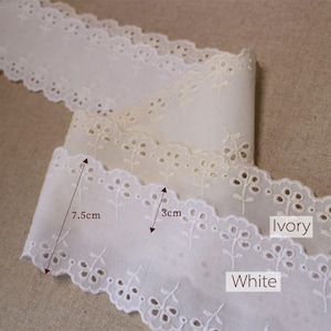 Premium Quality 1yard Broderie Anglaise cotton eyelet lace trim 3"(7.5cm) YH863w laceking2013 made in Korea