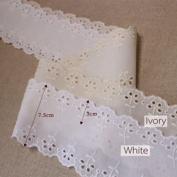 YH1160 laceking2013 14Yds Broderie Anglaise cotton eyelet lace trim 0.8/" 2cm