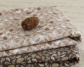 Premium Quality Cotton Fabric by the Yard Leaf Fabric 44" Wide Cozy Pine Cone Laceking made in Korea