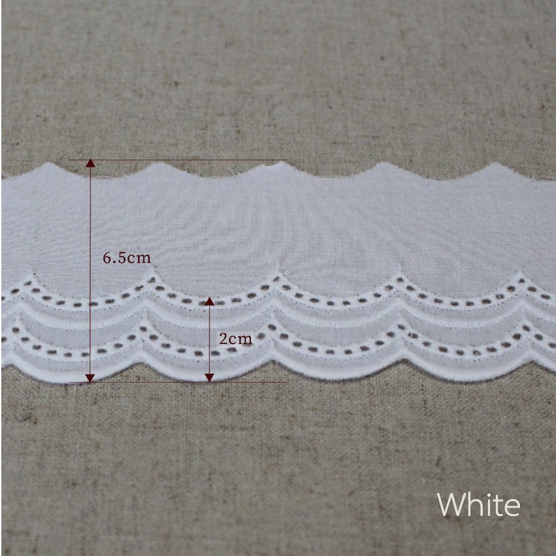 14Yds Embroidery scalloped cotton eyelet lace trim 2.4 YH1423 laceking2013 image 2