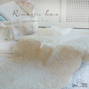 Premium Quality 1Yds Broderie Anglaise eyelet cotton lace trim 14"(36cm) ivory YH lux laceking made in Korea