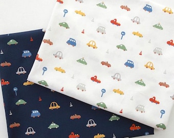 Organic Cotton Car Print Fabric by the Yard, 44-Inch Korean Kids Sewing Fabric