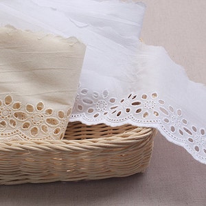 Premium Quality 10+free4Yds Broderie Anglaise cotton eyelet lace trim 3.9"(10cm)  YH1481 laceking2013 made in Korea