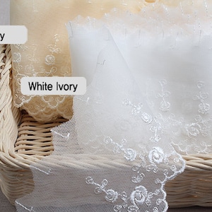 Premium Quality 14Yds Embroidery scalloped mesh Ribbon eyelet lace trim 3" YH647 laceking2013