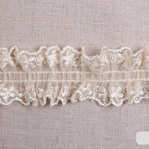 Premium Quality 1yds Broderie Anglaise gathered eyelet lace trim 1.4 white YH759 laceking2013 made in Korea image 7