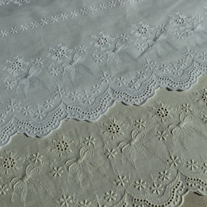 Premium Quality Ribbon Embroidery Broderie Anglaise Cotton Eyelet Lace Trim by the Yard 31cm Extra Wide SH52 laceking2013 made in Korea