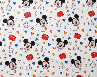 Disney Mickey Mouse Cotton Fabric, Colorful Character Print, 44 Inch Wide, Korean Sewing Fabric