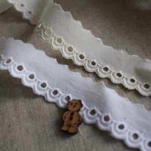 Broderie Anglaise Hochzeit Vintage Ösen Spitzenbesatz 0,9" (2,3cm) YH549 Laceking hergestellt in Korea