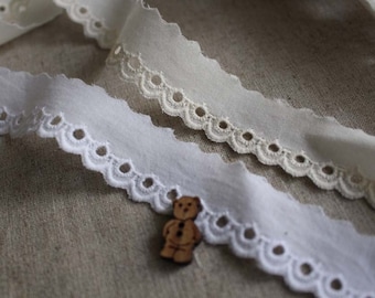 Broderie Anglaise boda vintage Eyelet encaje trim 0.9"(2.3cm) YH549 encaje hecho en Corea