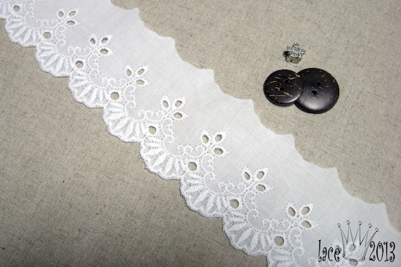 14Yds Broderie Anglaise cotton eyelet lace trim 2.8/" YH865 laceking2013 7cm