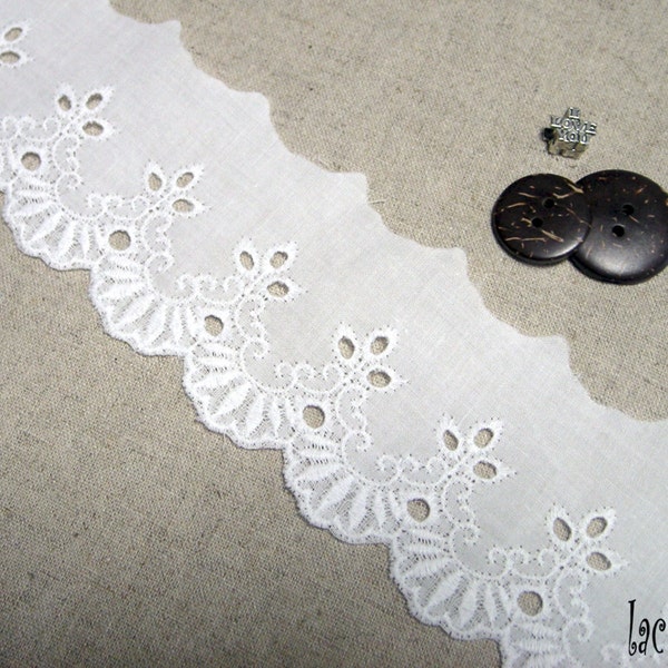 14Yds Broderie Anglaise cotton Eyelet lace trim 2.1"(5.3cm) YH Tiara laceking2013 made in Korea