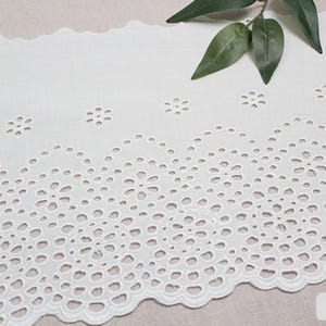 Premiumkvalitetsbroderad vågig bomullsöglespets i bomull, metervara Off White 25 cm sh3 laceking2013 tillverkad i Korea