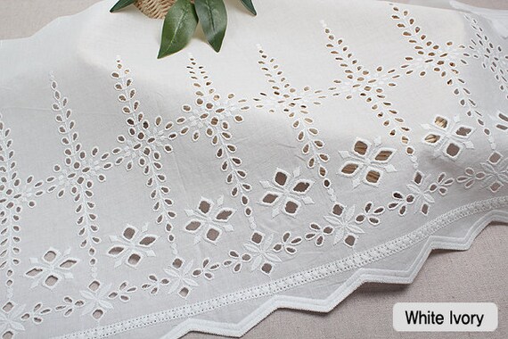 1y Embroidery Scalloped Cotton Eyelet Lace White Ivory 30cm SH9 1y Embroidery Scalloped Cotton Eyelet Lace White Ivory 30cm SH9