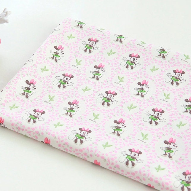 Premium Quality Disney Cotton Fabric by the Yard Character Fabric 44" Wide SG mini small pink Minnie mouse lacemaking made in Korea