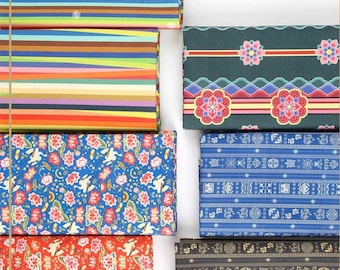 Korean Traditional Cotton Fabric by the Yard, Hanbok Inspired Folk Pattern Fabric for Pouch, Bag, Craft laceking2013