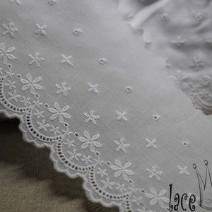 Premium Quality Embroidery Scalloped Broderie Anglaise Cotton Eyelet Lace Trim by the Yard 4.311cm YH1162 laceking2013 made in Korea image 2