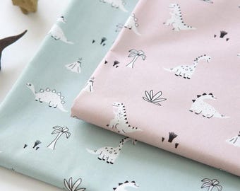 Organic Cotton Dinosaur Fabric by the Yard, 3cm Dino Print, 44-Inch Wide