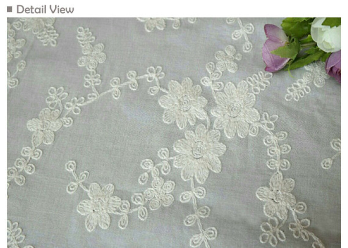 1y Embroidery Flower Eyelet Cotton Lace Fabric 90cm36 Etsy