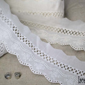 Premium Quality 10y+free 4Yds Broderie Anglaise cotton eyelet lace trim 2.3"(6 cm) YH1489 laceking2013 made in Korea