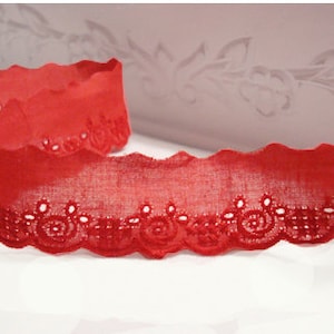 Premium Quality 10 + free 4yds Broderie Anglaise wedding vintage Eyelet lace trim 1"(2.5cm) red YH834 laceking2013 made in Korea