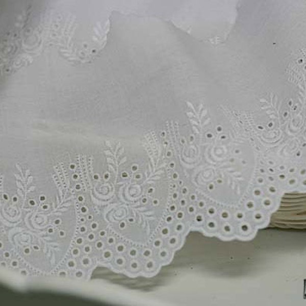 1y Broderie Anglaise cotton eyelet lace trim 5.5"(14cm) YH1318 laceking2013