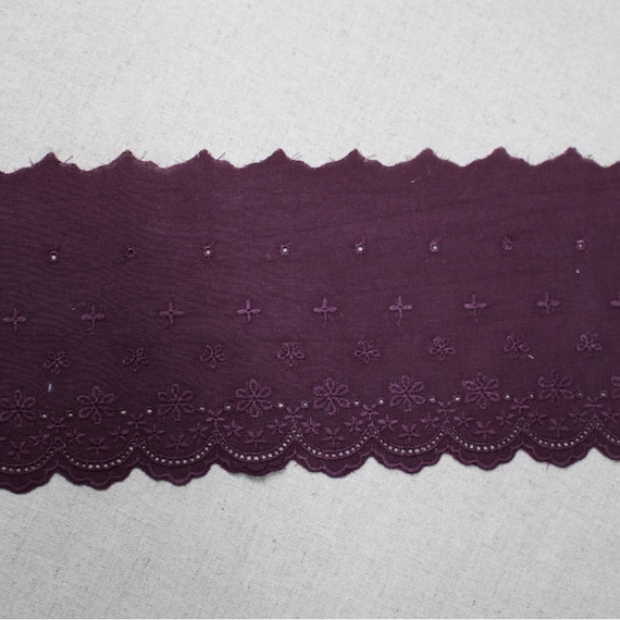 11.5cm 1Yds Broderie Anglaise Eyelet cotton lace trim 4.5/" Burgundy YH1162