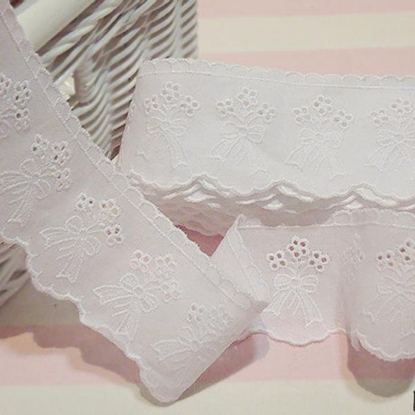 Premium Quality 1yard Broderie Anglaise eyelet cotton lace trim 1.8" (4.5cm) YH943 laceking2013 made in Korea