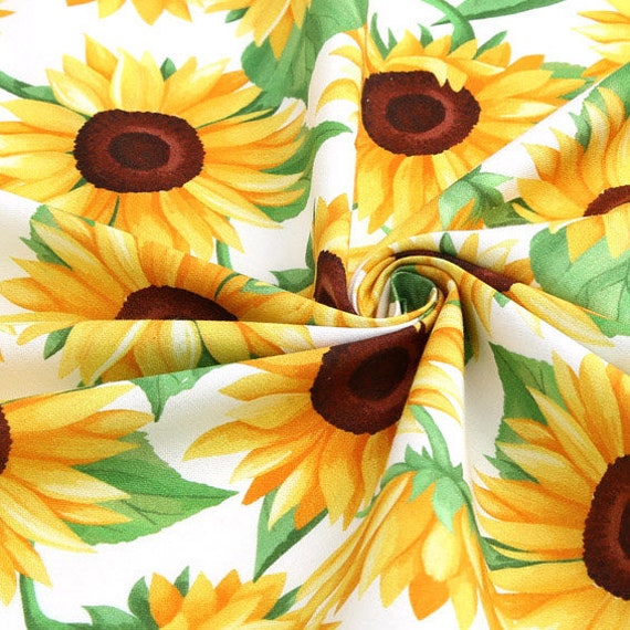picture Sunflower Cotton Fabric By The Yard etsy