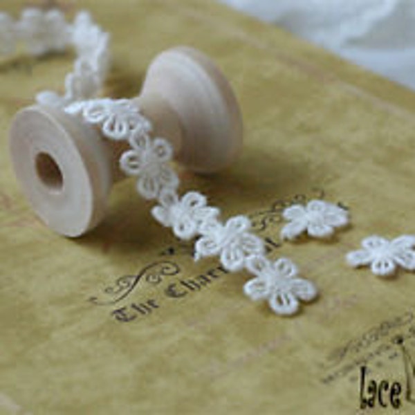 1yds Embroidered venice Broderie Anglaise cotton lace trim 0.5"(1.2cm) YH petal laceking2013