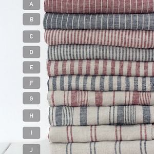 Premium Quality Linen Fabric by the half yard Stripe Fabric 44" wide AS Kitchen Stripe made in Korea