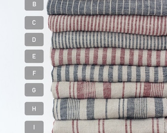 Premium Quality Linen Fabric by the half yard Stripe Fabric 44" wide AS Kitchen Stripe made in Korea