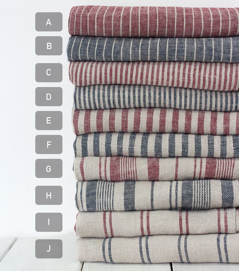Hochwertiger Leinenstoff pro halben Yard, Streifenstoff, 44" breit, AS Kitchen Stripe, hergestellt in Korea