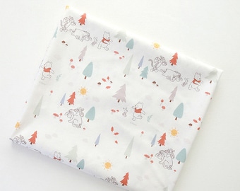 Premium Quality Organic Disney Cotton Fabric by the Yard Winnie the Pooh Character 44" Wide SG Petite Forest made in Korea
