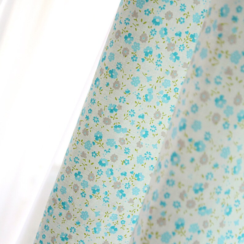 Cotton Fabric Flower Fabric sewing by the Yard Cozy pastel Skyblue little flower