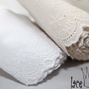 Premium Quality Embroidery Scalloped Broderie Anglaise Cotton Eyelet Lace Trim by the Yard 4.311cm YH1162 laceking2013 made in Korea image 4