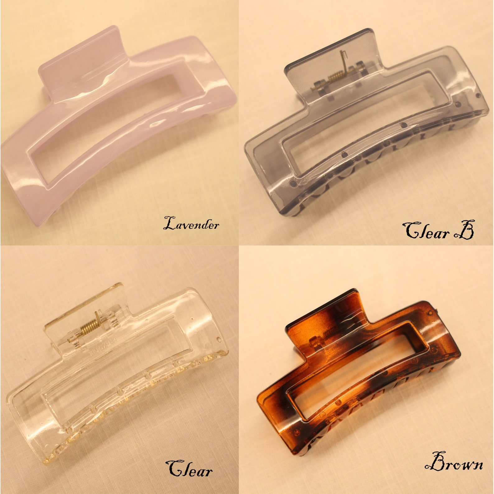 Rectangle Transparent Acrylic Hair Claw Clip, Strong Hold No Slip Grip