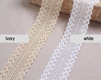 1Yds Crochet Vintage Style wedding Cotton lace 2.2"(5.5cm) YH007w laceking2013