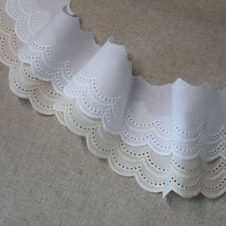 14Yds Embroidery scalloped cotton eyelet lace trim 2.4 YH1423 laceking2013 image 6