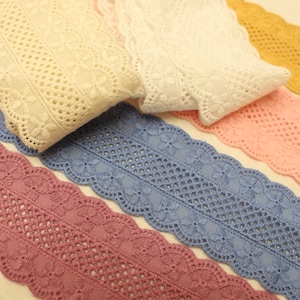 Premium Quality 1yard Broderie anglaise scallop edge cotton eyelet lace trim 1.8" (4.5cm) 7 Colors YH968 laceking2013 made in Korea