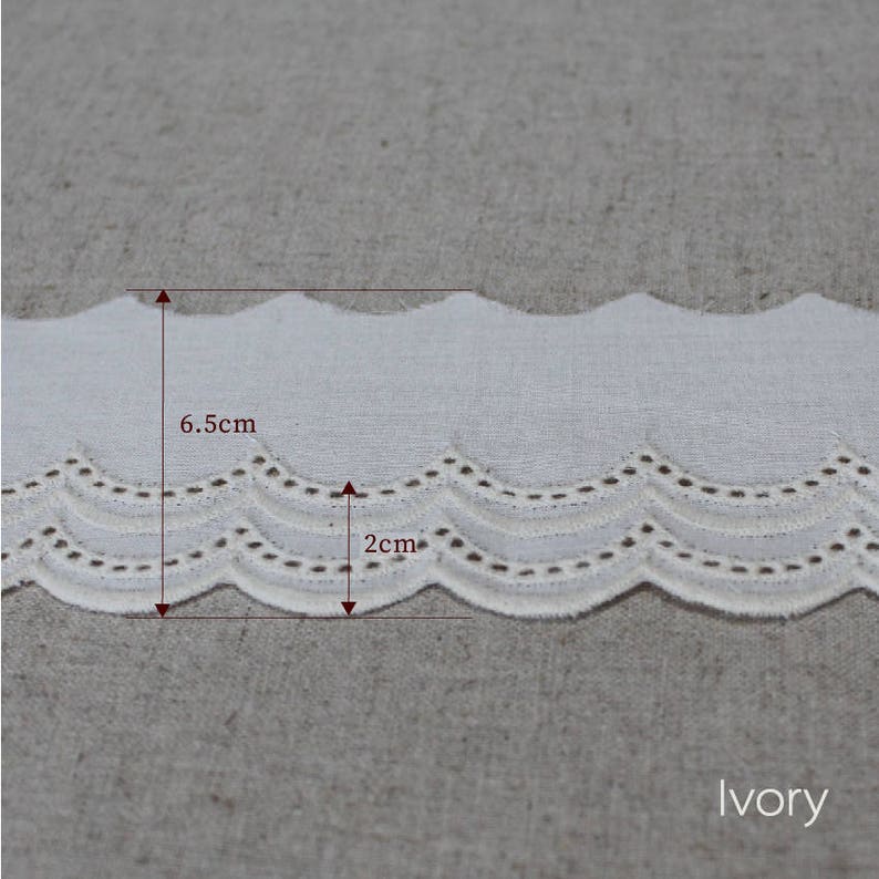 14Yds Embroidery scalloped cotton eyelet lace trim 2.4 YH1423 laceking2013 image 3