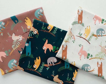 Cotton Fabric Schreiner Calender Sloth Fabric by the Yard 44" Wide SG Sloth's Forest laceking2013 made in Korea
