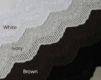 1yard Embroidery scalloped Broderie Anglaise cotton eyelet lace trim 6"(15.5cm) YH1402 laceking2013 made in Korea