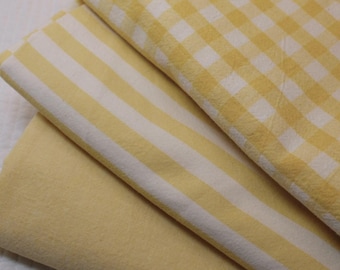 Yarn Dyed Washed Cotton Fabric by the Yard, Canary Yellow Solid Stripe Gingham Check, 63" Wide, Made in Korea laceking2013