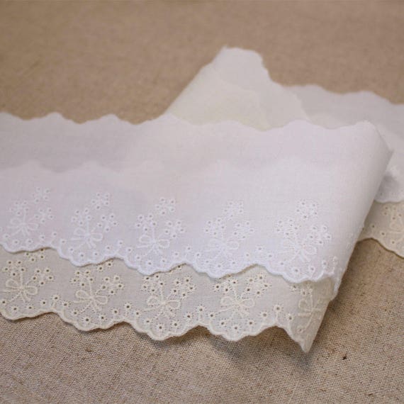 14Yds Broderie Anglaise cotton eyelet lace trim 7cm YH1464L laceking2013 2.8/"