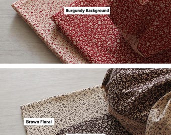 Tiny Floral Cotton Fabric, Burgundy or Brown, 44 Inches Wide, Sold by Korean Yard
