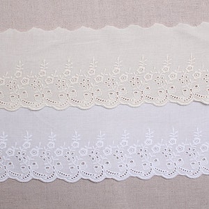 Premium Quality 10+free4Yds Broderie Anglaise cotton eyelet lace trim 3.5"(9cm) YH890 laceking2013 made in Korea
