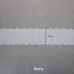 14Yds Embroidery scalloped cotton eyelet lace trim 2.87cm YH1440 laceking2013 made in Korea Ivory