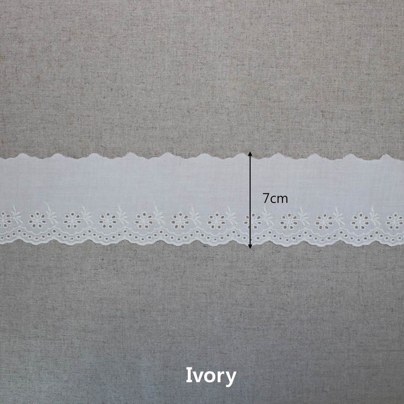 14Yds Embroidery scalloped cotton eyelet lace trim 2.87cm YH1440 laceking2013 made in Korea Ivory